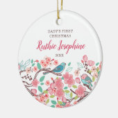1. Weihnachtsgeburt Personalisierter Niedlicher Vö Keramik Ornament (Links)