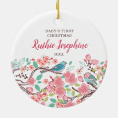 1. Weihnachtsgeburt Personalisierter Niedlicher Vö Keramik Ornament (Hinten)