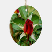 1. Weihnachtsgeburt Rote Rose Keramik Ornament (Rechts)