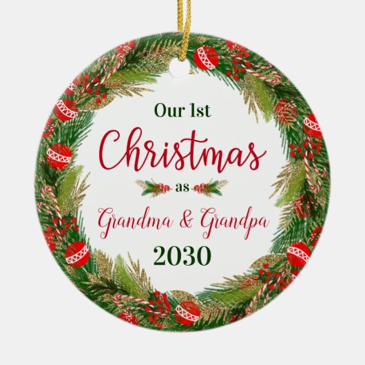 1. Weihnachtsgrandma Opa Foto Keramik Ornament (Vorne)