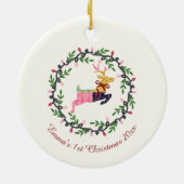 1. Weihnachtshirsch mit Kranz anpassen Keramik Ornament (Hinten)