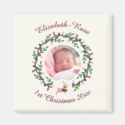 1. Weihnachtshirsch mit Kranz anpassen Magnet (Vorne)