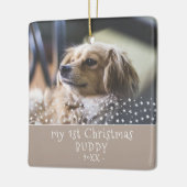 1. Weihnachtshund Foto Stars Keepake Keramikornament (Links)