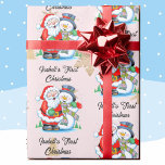 1. Weihnachtsjugendname Weihnachtsmann Geschenkpapier<br><div class="desc">Baby's Personalize Name 1. Weihnachtsmann Umschlagpapier</div>