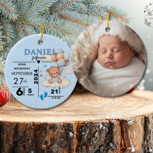 1. Weihnachtsjunge Geburtstag Foto Keramik Ornament