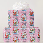 1. Weihnachtsjunge Name Niedlich Santa Claus Girl Geschenkpapier<br><div class="desc">Baby's Personalize Name 1. Weihnachtsmann Umschlagpapier</div>