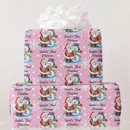 1. Weihnachtsjunge Name Niedlich Santa Claus Girl Geschenkpapier