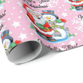 1. Weihnachtsjunge Name Niedlich Santa Claus Girl Geschenkpapier (Rolleneckpunkt)