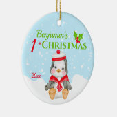 1. Weihnachtsjunge Penguin Foto Keramik Ornament (Rechts)