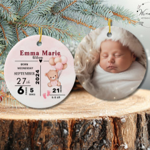 1. WeihnachtsjungMädchen Geburtshaus Foto Keramik Ornament