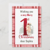 1. WeihnachtsjungMädchen Niedlich Hirsch Kariert Feiertagskarte (Vorderseite)
