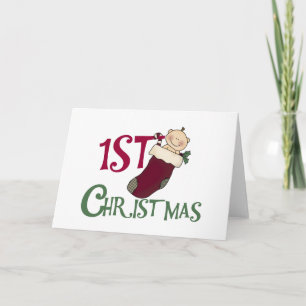 1. Weihnachtskind im Strumpf Feiertagskarte