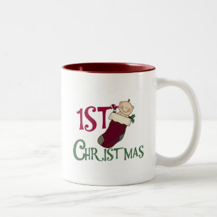 1. Weihnachtskind im Strumpf Zweifarbige Tasse