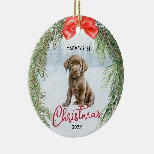 1. Weihnachtskraut Brown Labrador Retriever Keramik Ornament (Rechts)