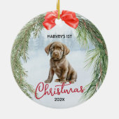 1. Weihnachtskraut Brown Labrador Retriever Keramik Ornament (Hinten)