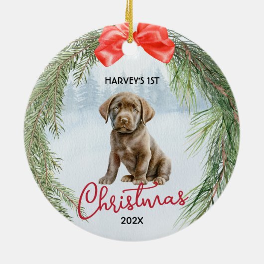 1. Weihnachtskraut Brown Labrador Retriever Keramik Ornament (Hinten)