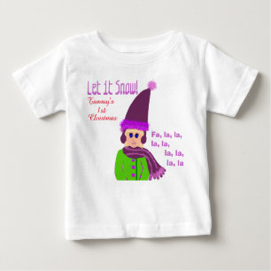 1. Weihnachtsmädchen Lila Hut lassen Sie es schnei Baby T-shirt