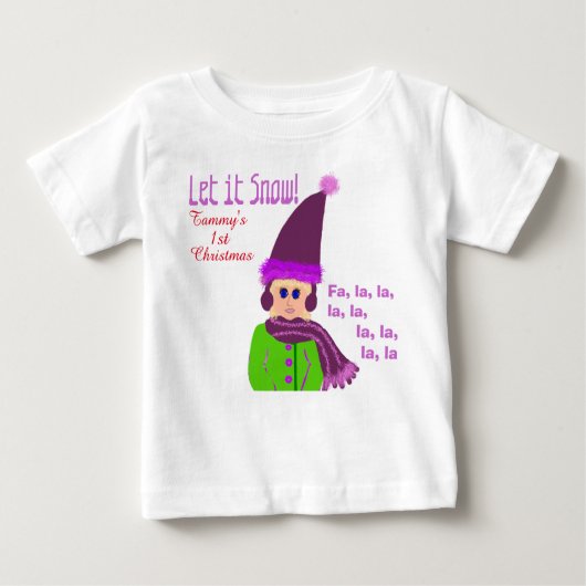 1. Weihnachtsmädchen Lila Hut lassen Sie es schnei Baby T-shirt (Vorderseite)