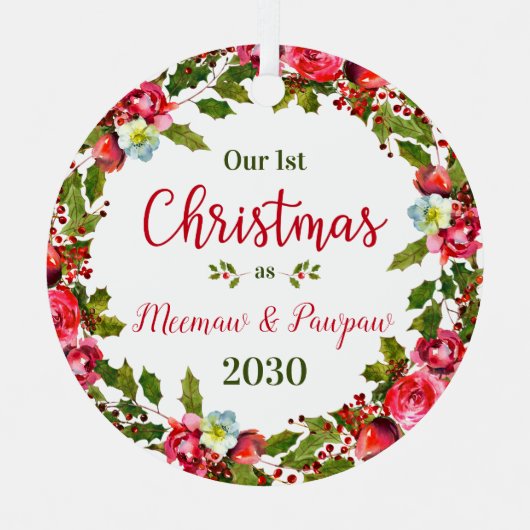1. Weihnachtsmeemaw Pawpaw Foto Ornament Aus Metall (Vorderseite)