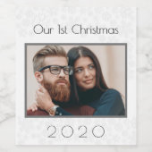 1. Weihnachtspaar Foto frisch abgegeben Weinetikett (Einzelnes Label)