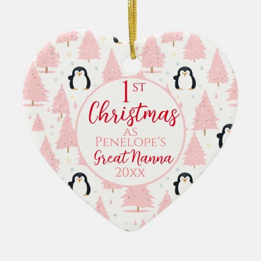 1. Weihnachtspenguin Great Nanna Pink Keramik Ornament (Vorne)