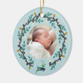 1. Weihnachtsrentier mit Kranz Türkis Anpassen Keramik Ornament (Links)