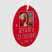 1. Weihnachtsschneeflocke Rotes Weihnachtsfest Fot Ornament (Vorderseite)