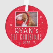 1. Weihnachtsschneeflocke Rotes Weihnachtsfest Fot Ornament (Rückseite)