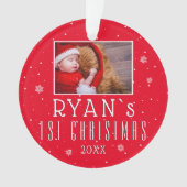 1. Weihnachtsschneeflocke Rotes Weihnachtsfest Fot Ornament (Vorderseite)