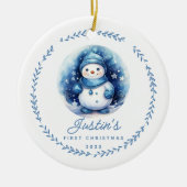 1. Weihnachtsschneemann 2 Sided Foto Keramik Ornament (Vorne)