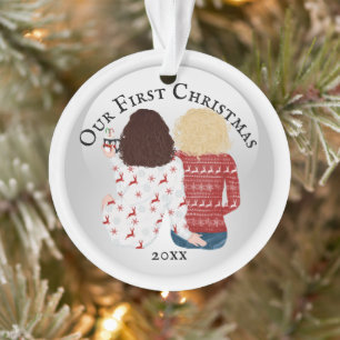 1. Weihnachtsschwule Frau hässlich Pullover DIY F Ornament