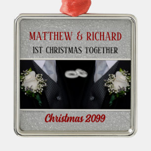1. Weihnachtsschwulenheirat Tuxedos Ornament Aus Metall