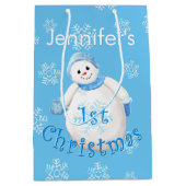 1. Weihnachtssnowman-individueller Name Mittlere Geschenktüte (Vorderseite)