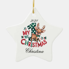 1. Weihnachtsstern Personalisiert Keramik Ornament
