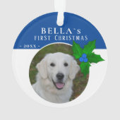 1. Welpenweihnachtsfest Holly Berry Dog Foto Ornament (Rückseite)