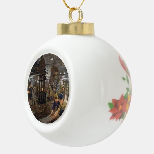 1. Weltkrieg 1918 Frauen in einer Munitionsfabrik Keramik Kugel-Ornament (Rechts)