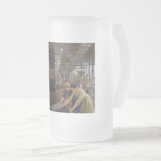 1. Weltkrieg 1918 Frauen in einer Munitionsfabrik Mattglas Bierglas (VorderseiteRechts)