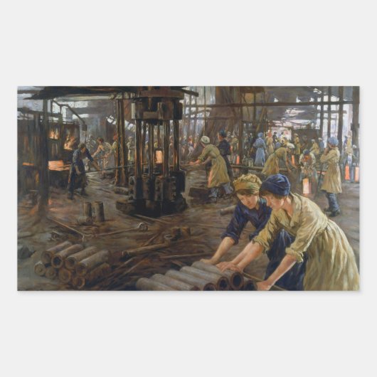 1. Weltkrieg 1918 Frauen in einer Munitionsfabrik Rechteckiger Aufkleber (Vorderseite)