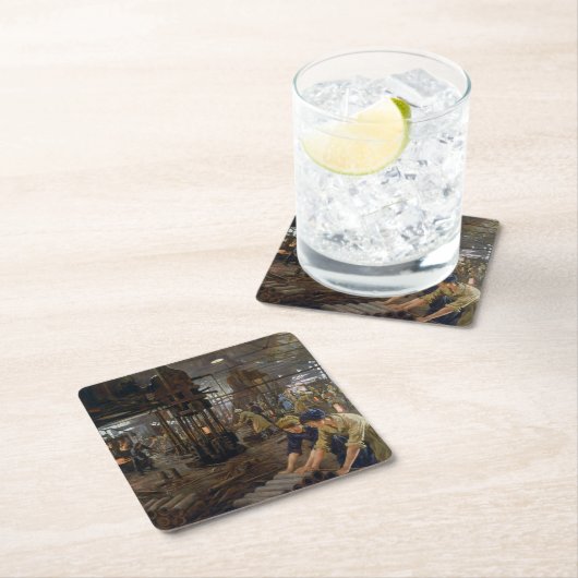 1. Weltkrieg 1918 Frauen in einer Munitionsfabrik Rechteckiger Pappuntersetzer (Vor Ort)