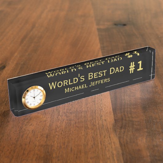 #1 Weltlds Best Vater Desk Name Plate with Clock Namensplakette (Seite)
