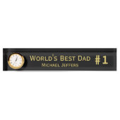 #1 Weltlds Best Vater Desk Name Plate with Clock Namensplakette (Vorderseite)