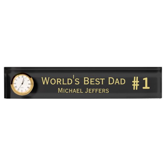 #1 Weltlds Best Vater Desk Name Plate with Clock Namensplakette (Vorderseite)