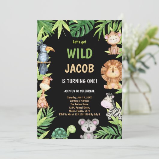 1. Wilde Einladung zum Geburtstag (Stehend Vorderseite)