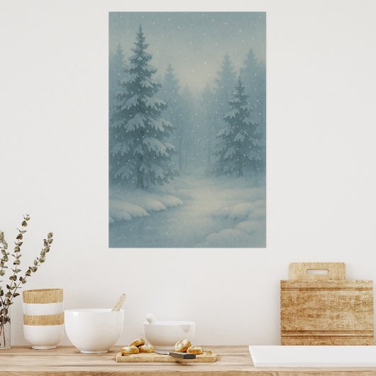 1. Winter, Schneefall Silence, saisonale Printwerb Poster (Küche)