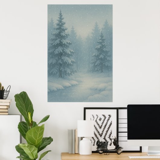 1. Winter, Schneefall Silence, saisonale Printwerb Poster (Heimbüro)