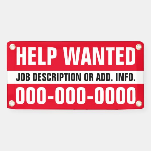 1' X 2' Hilfe Gewollt Banner (Horizontal)