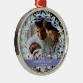 1. Xmas Neugeborene Eltern Soft Blue Tone Custom Ornament Aus Metall (Rechts)