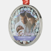 1. Xmas Neugeborene Eltern Soft Blue Tone Custom Ornament Aus Metall (Links)