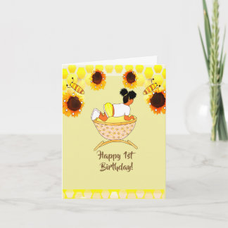 1 Yr. Old Sunflower Birthday Card Afrikanischer Am Karte