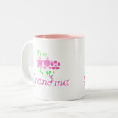1. Zeit-Großmutter-Rosa Blumen Zweifarbige Tasse (Vorderseite Links)